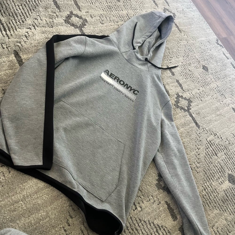 Aeropostale Gray and Black Hoodie Worn Once